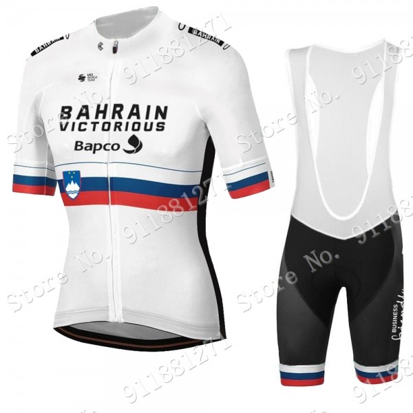 White Slovenia Tour De France Bahrain Victorious 2021 Fietskleding Fietsshirt Korte Mouw+Korte Fietsbroeken Bib 2021081553