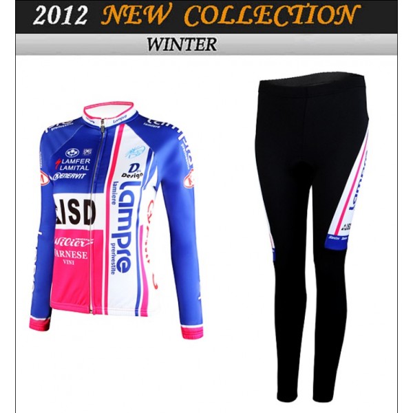 2012 Dames Lampre Fietskleding Fietsshirt lange mouw+Lange fietsbroeken 3662