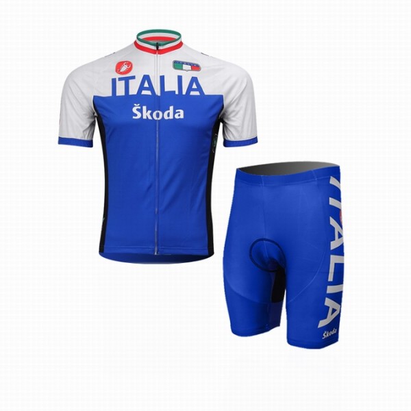 2014 Italia Skoda Castelli Fietskleding Fietsshirt Korte Mouwen+Fietsbroek Korte zeem 1081