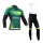 2014 Europcar Fietskleding Fietsshirt Lange Mouwen+lange fietsbroeken Bib Groen Zwart 1217