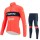 Trek Segafredo 2022 Pro Team Fietskleding Fietsshirt Lange Mouw+Lange Fietsbroek Bib rood 202212184