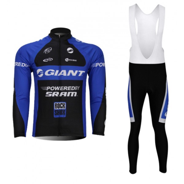 Giant Fietskleding Fietsshirt Lange Mouwen+lange fietsbroeken Bib zeem Blue 1044