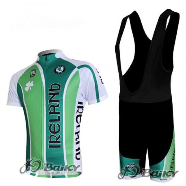 Ierland Pro Team Fietsshirt Korte mouw Korte fietsbroeken Bib met zeem Kits groen 4264