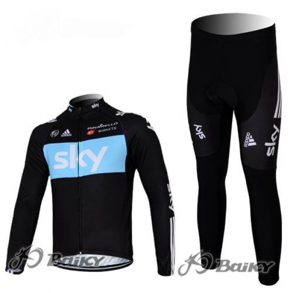 Sky Pinarello Pro Team Fietspakken Fietsshirt lange mouw+lange fietsbroeken zwart blauw 4441 Sky Pinarello Pro Team Fietspakken Fietsshirt lange mouw+lange fietsbroeken zwart blauw 4441