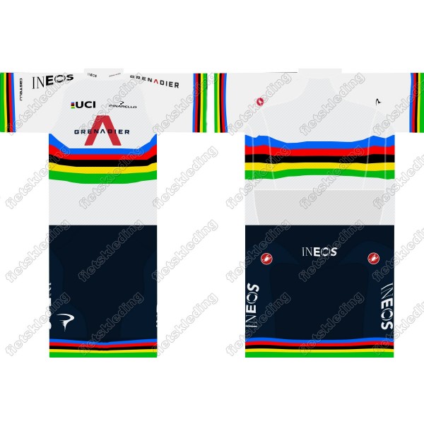 Team INEOS Grenadier 2021 UCI World Champion Fietskleding Set Wielershirt Korte Mouw+Korte Fietsbroeken 2021173