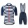 2019 Santini blauw-wit Stripe Fietskleding Set Fietsshirt Korte Mouw+Korte fietsbroeken CCHC446