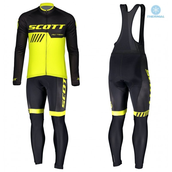 2019 Scott-RC-Profteams zwart-geel Thermo Wielerkleding Set Wielershirts lange mouw+fietsbroek lang met PTDY789 2019 Scott-RC-Profteams zwart-geel Thermo Wielerkleding Set Wielershirts lange mouw+fietsbroek lang met PTDY789