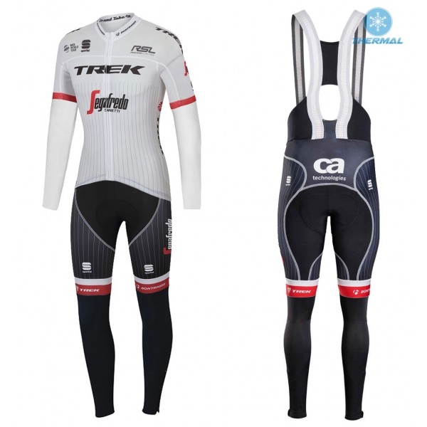 2017 Trek Segafredo Tour de France Winter Set Wielerkleding Wielershirt lange mouw+Lange fietsbroeken Bib 2600