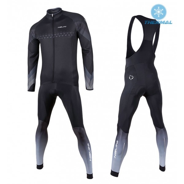 2017 Nalini Denebola zwart Winter Set Wielerkleding Wielershirt lange mouw+Lange fietsbroeken Bib 2511