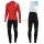 2016 Sportful JSW rood Winter Set Wielerkleding Wielershirt lange mouw+Lange fietsbroeken Bib 213741