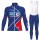 2017 FDJ Blauw Wielerkleding Wielershirt lange mouw+Lange fietsbroeken Bib 17041837